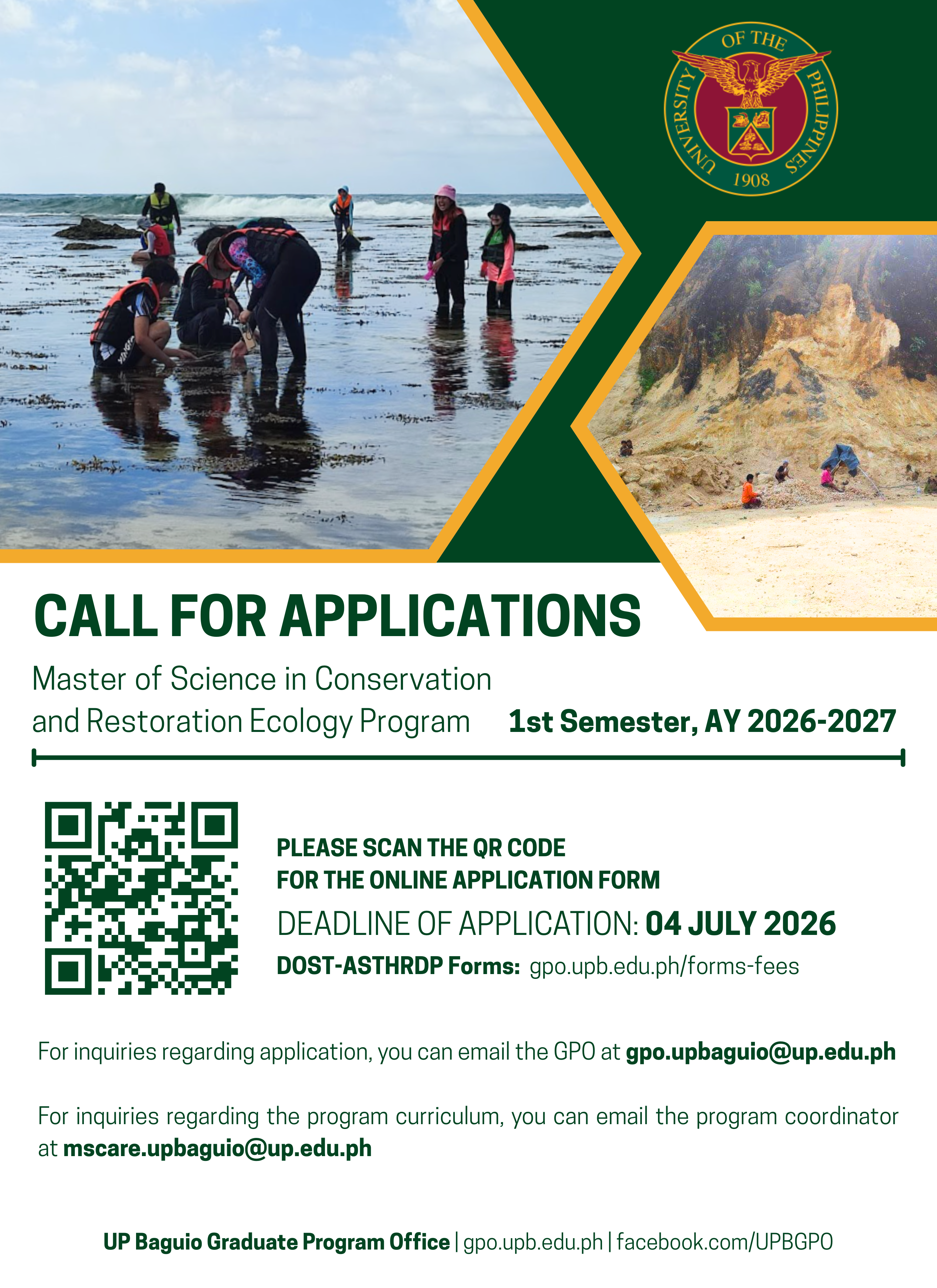 Call for Applications - MS Conservation and Restoration Ecology Program (1st Semester, AY 2026-2027)